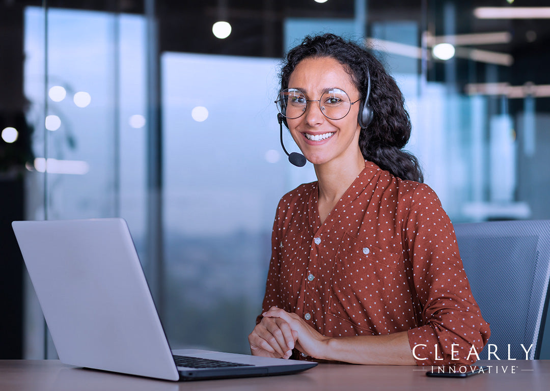 Glass chair mat customer service person