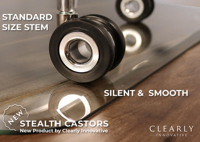Stealth Desk Chair Casters. Standard Size Stem. Silent & Smooth. 