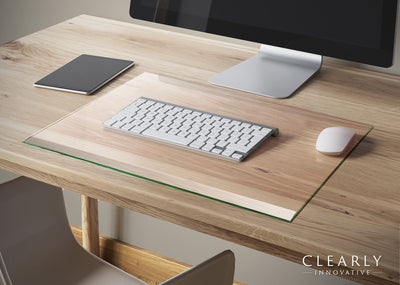 Glass Desk Pad | 20” x 30”, 1” Beveled Edge