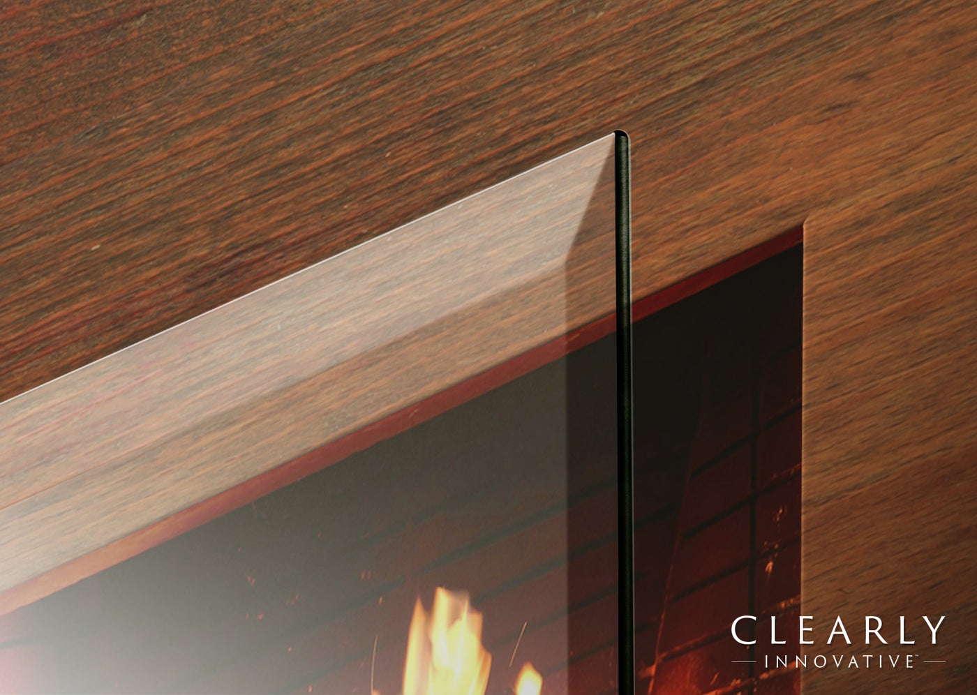 The Glass Fireplace Screen is available with either black or silver feet.