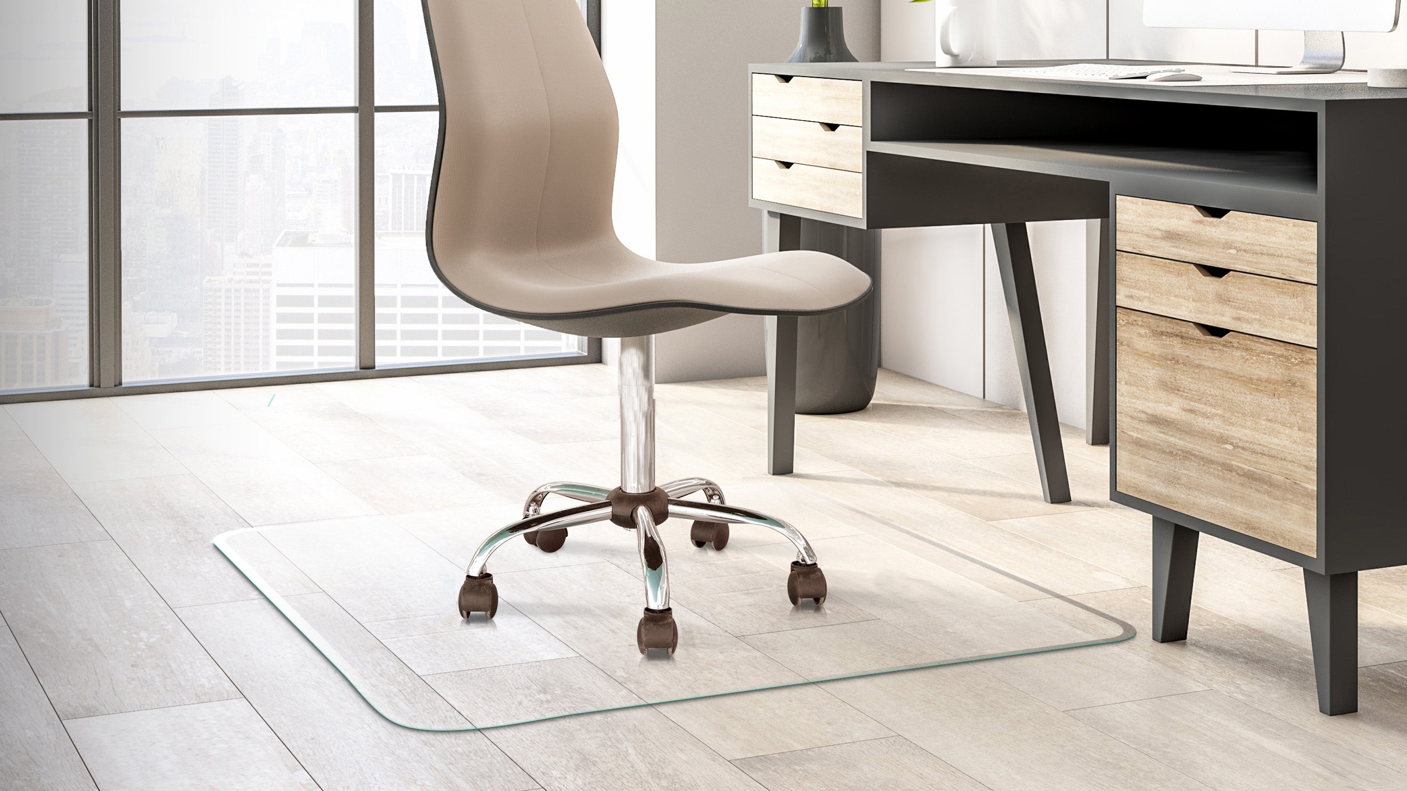 Glass for office discount chair