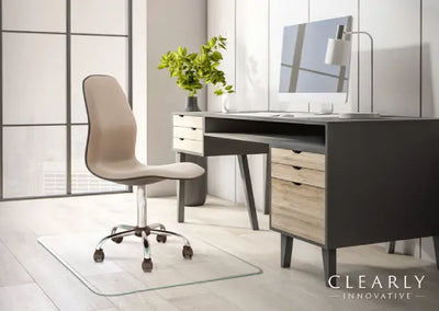 Square Glass Chair Mat | 46” x 46”, 3” Radius Corner, 1” Beveled Edges