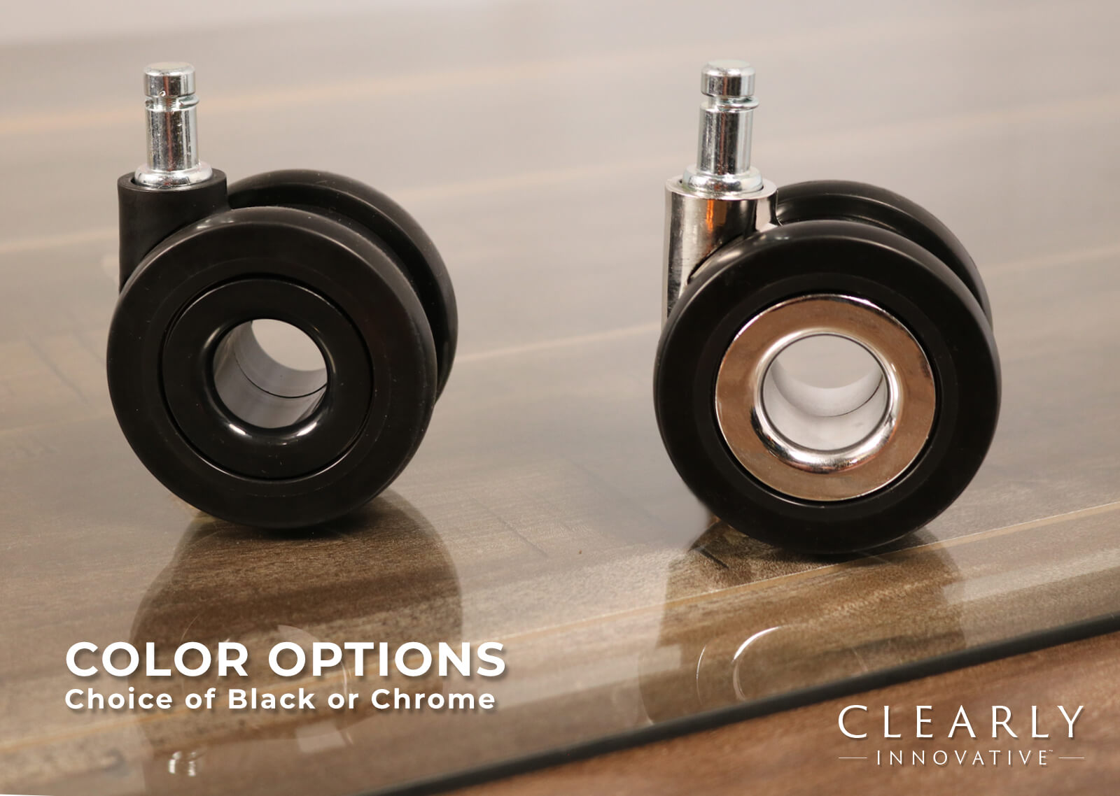Chair Casters R Stealth Office Chair Casters – Black & Chrome | Clearly Innovative