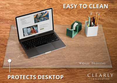 Personalized Glass Desk Pad | 20” x 30”, 1” Beveled Edge
