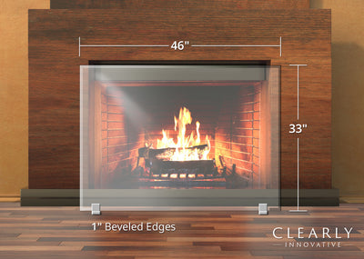 The 46x33 Glass Fireplace Screen is available with either black or silver feet.
