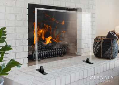 The Glass Fireplace is available with either a silver or black base
